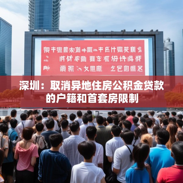 深圳：取消异地住房公积金贷款的户籍和首套房限制