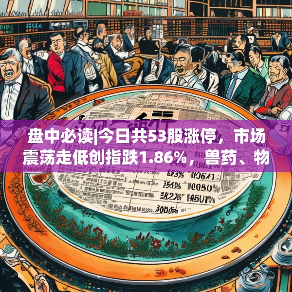 盘中必读|今日共53股涨停，市场震荡走低创指跌1.86%，兽药、物流板块逆势大涨