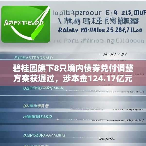 碧桂园旗下8只境内债券兑付调整方案获通过，涉本金124.17亿元