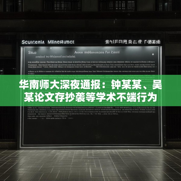 华南师大深夜通报：钟某某、吴某论文存抄袭等学术不端行为