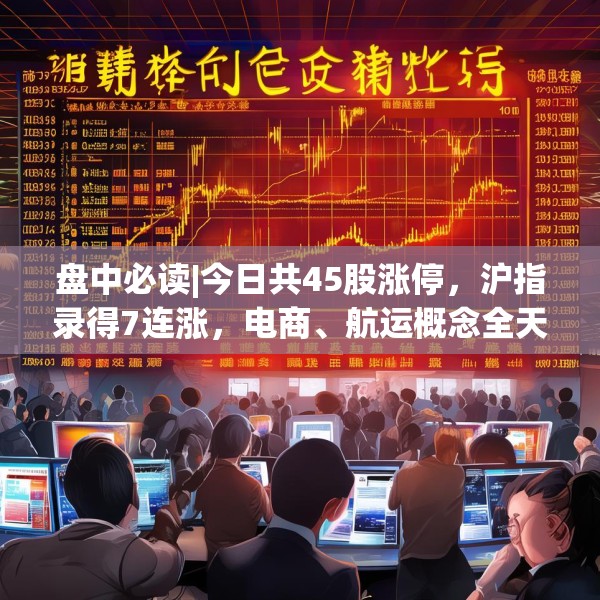 盘中必读|今日共45股涨停，沪指录得7连涨，电商、航运概念全天强势
