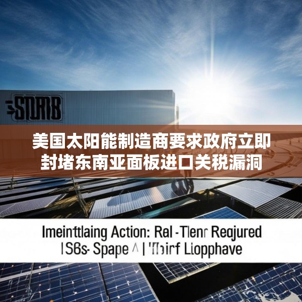 美国太阳能制造商要求政府立即封堵东南亚面板进口关税漏洞