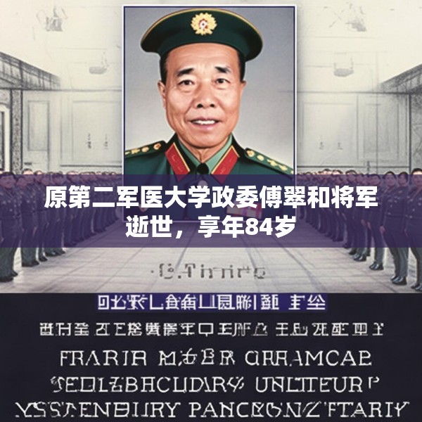 原第二军医大学政委傅翠和将军逝世，享年84岁