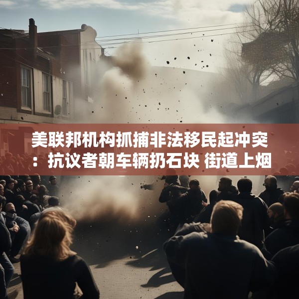 美联邦机构抓捕非法移民起冲突：抗议者朝车辆扔石块 街道上烟雾弥漫