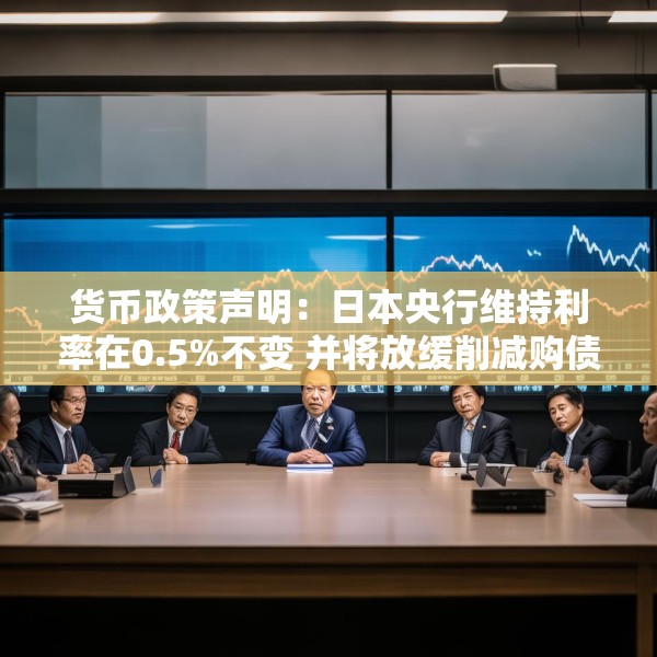 货币政策声明：日本央行维持利率在0.5%不变 并将放缓削减购债步伐