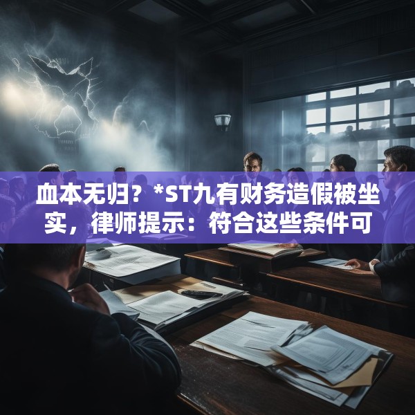 血本无归？*ST九有财务造假被坐实，律师提示：符合这些条件可追偿！