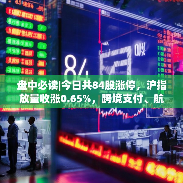 盘中必读|今日共84股涨停，沪指放量收涨0.65%，跨境支付、航运港口大涨