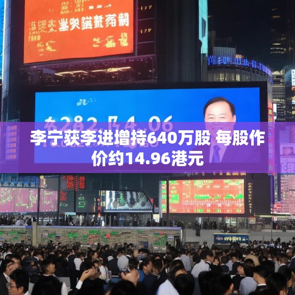 李宁获李进增持640万股 每股作价约14.96港元